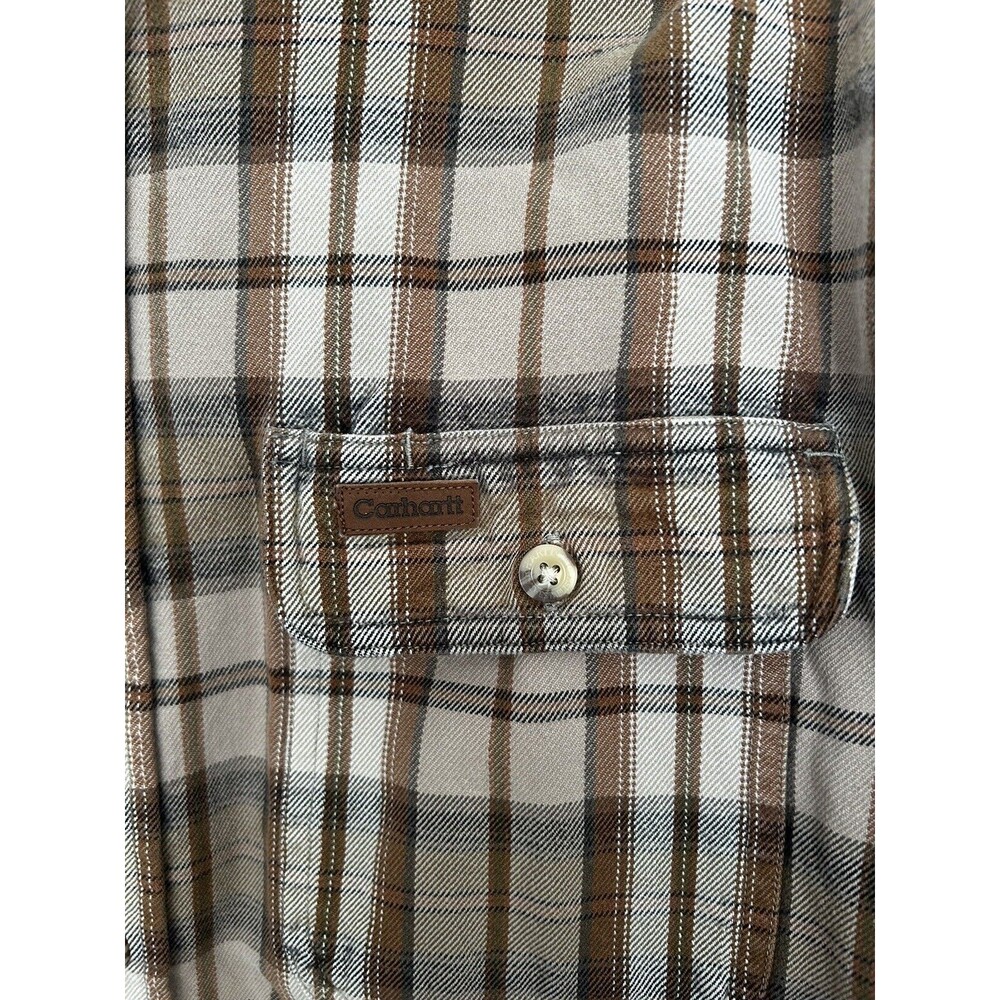 Carhartt Button Up Work Shirt Mens Medium Thick Heavy Cotton - Picture 2 of 9